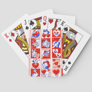Vintage 1950s Valentine Stamp Pattern Retro Kitsch Playing Cards