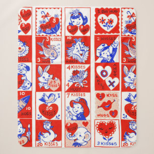 Vintage 1950s Valentine Stamp Pattern Retro Kitsch Sherpa Blanket