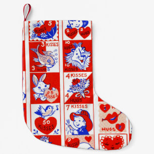 Vintage 1950s Valentine Stamp Pattern Retro Kitsch Small Christmas Stocking
