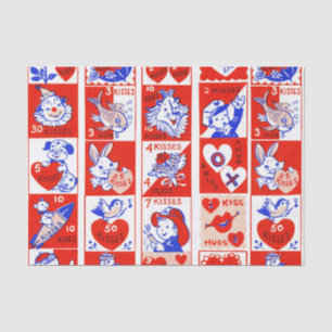 Vintage 1950s Valentine Stamp Pattern Retro Kitsch Tissue Paper
