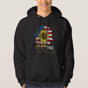 Vintage 1952 Sunflower 4th July Independence Day P Hoodie