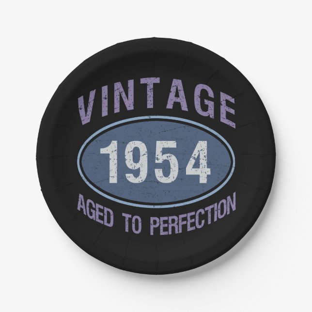 Vintage 1954 70th Birthday Paper Plate (Front)