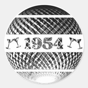 Vintage 1954 celebrations silver disco ball  classic round sticker