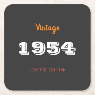 Vintage 1954 limited edition 70th Birthday Gift Square Paper Coaster