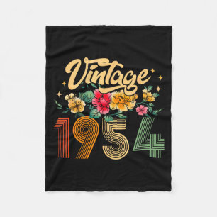Vintage 1954 Made In 1954 Floral 70th Birthday 70  Fleece Blanket
