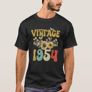 Vintage 1954 Sunflower Butterfly Retro Groovy 69th T-Shirt