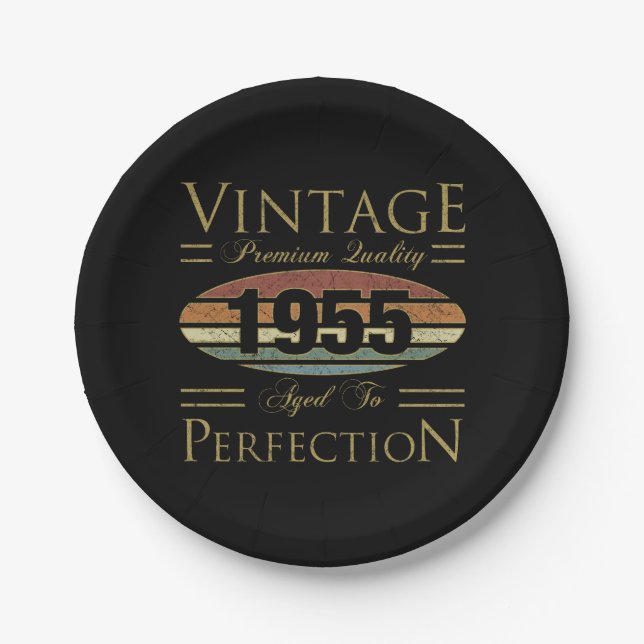 Vintage 1955 70th Birthday Paper Plate (Front)
