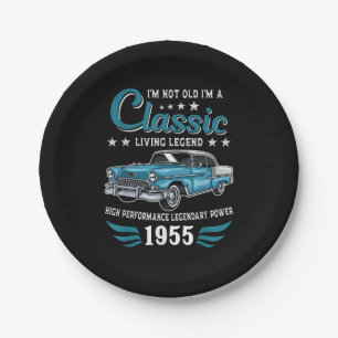 Vintage 1955 Birthday Classic Car for Legends Born Paper Plate