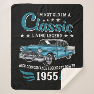 Vintage 1955 Birthday Classic Car for Legends Born Sherpa Blanket