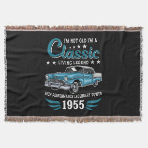 Vintage 1955 Birthday Classic Car for Legends Born Throw Blanket
