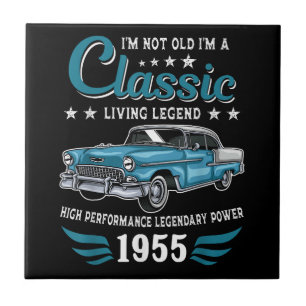 Vintage 1955 Birthday Classic Car for Legends Born Tile
