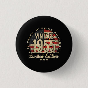 Vintage 1955 Limited Edition 70-Year-Old Gifts USA 3 Cm Round Badge