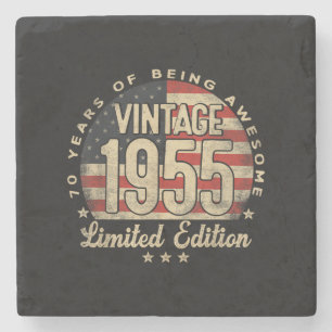 Vintage 1955 Limited Edition 70-Year-Old Gifts USA Stone Coaster