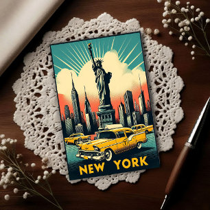 Vintage 1955 New York City Skyline Postcard