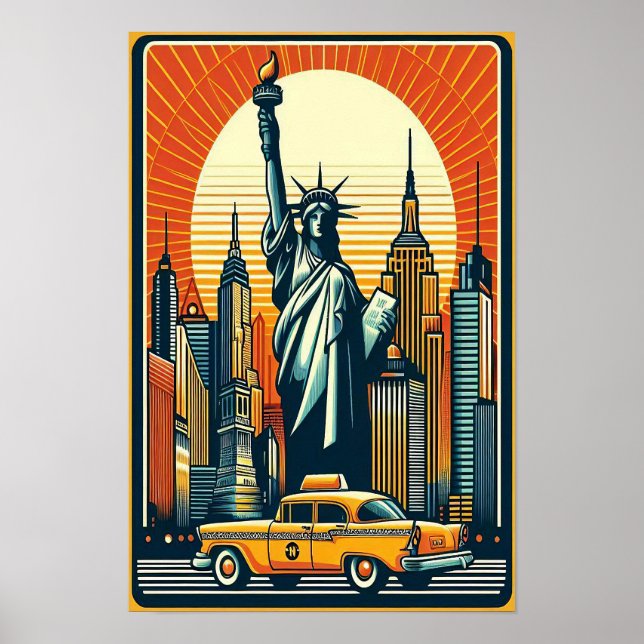 Vintage 1955 New York City Skyline Poster (Front)
