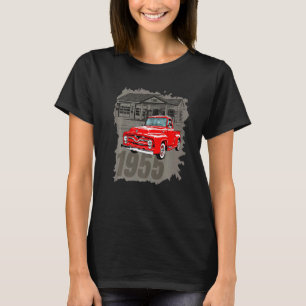 Vintage 1955 Red Pick Up Truck At Gas Station T-Shirt