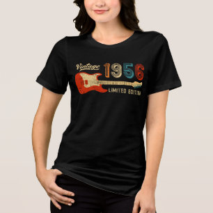 Vintage 1956 Birthday Electric Guitar Bassist Gift Tri-Blend Shirt