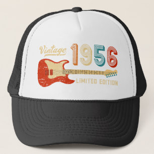 Vintage 1956 Birthday Electric Guitar Bassist Gift Trucker Hat