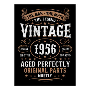 Vintage 1956 Birthday The Man The Legend 70th  Poster
