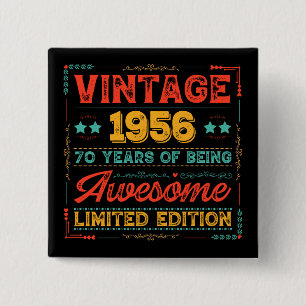 Vintage 1956 Made in 1956 70th Birthday 70 Years 15 Cm Square Badge