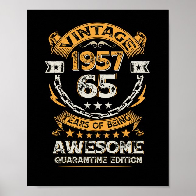 Vintage 1957 65th Birthday 65 Years Old Poster (Front)