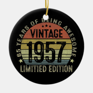 Vintage 1957 Limited Edition 65 Year Old Gifts Ceramic Tree Decoration