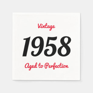 Vintage 1958 Aged To Perfection 60 Birthday Party Napkin