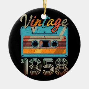 Vintage 1958 Cassette Tape Retro 65th Birthday 65 Ceramic Tree Decoration