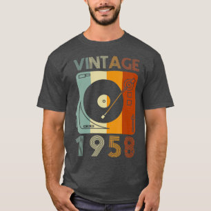 Vintage 1958 Retro Record Player Birthday Vinyl T-Shirt
