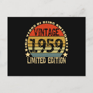 Vintage 1959 Limited Edition 62  Years Postcard