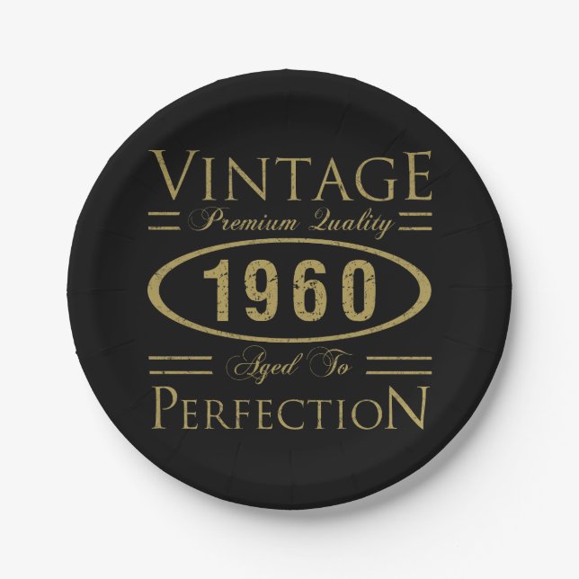 Vintage 1960 60th Birthday Premium Quality Paper Plate (Front)