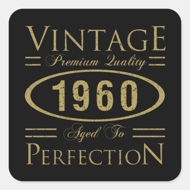 Vintage 1960 60th Birthday Premium Quality Square Sticker (Front)