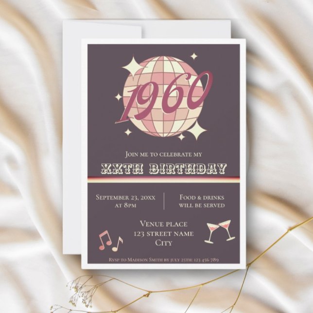 Vintage 1960 64th 65th birthday retro Invitation (Creator Uploaded)
