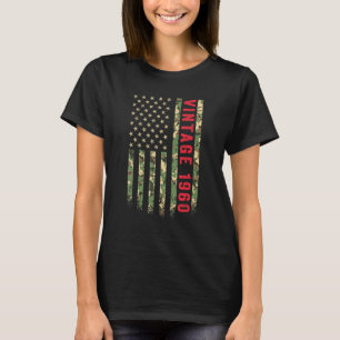 Vintage 1960 American Flag Camo 62 Years Old 62nd T-Shirt