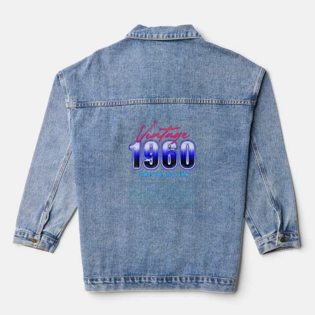 Vintage 1960 Retro Synthwave Aesthetic Denim Jacket (Back)