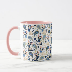 Vintage 1960's Cat Paisley Mug