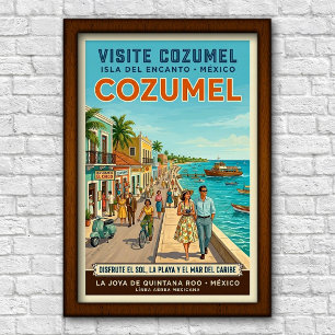 Vintage 1960s Cozumel, Mexico Travel Poster