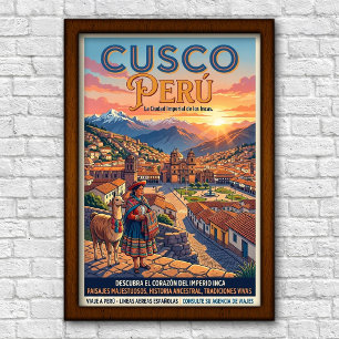 Vintage 1960s Cusco, Peru Travel Poster