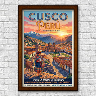 Vintage 1960s Cusco, Peru Travel Poster
