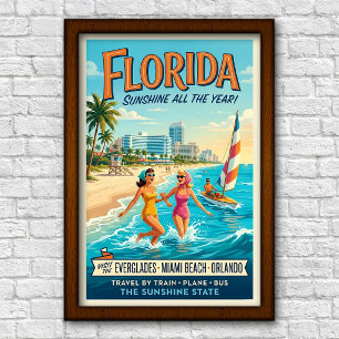 Vintage 1960s Florida Travel Poster