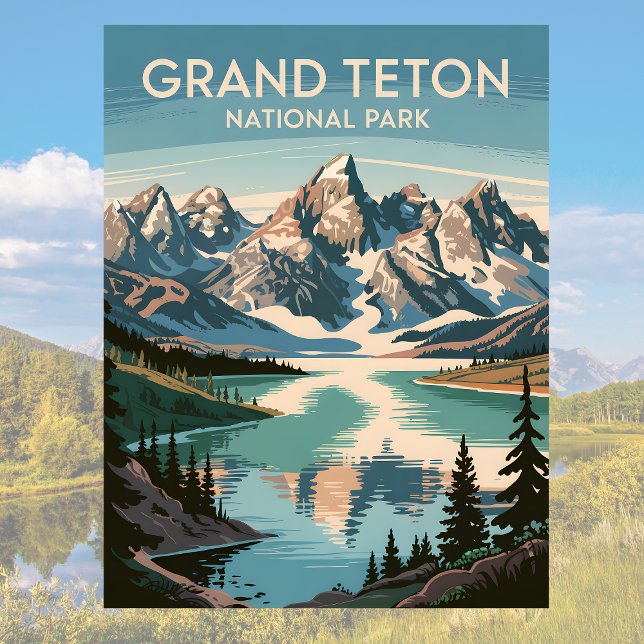 Vintage 1960s Grand Teton Jackson Lake Landscape Postcard (Vintage 1960s Grand Teton Jackson Lake Landscape Postcard)