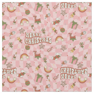 vintage 1960s groovy merry christmas fabric