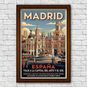 Vintage 1960s Madrid, Spain Travel Poster