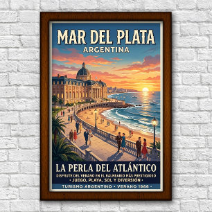 Vintage 1960s Mar del Plata, Argentina Travel Poster