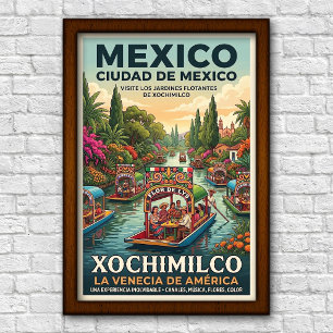 Vintage 1960s Mexico City, Mexico Travel Poster