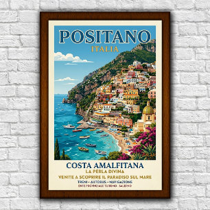 Vintage 1960s Positano, Italy Travel Poster