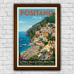 Vintage 1960s Positano, Italy Travel Poster