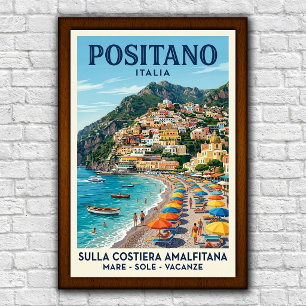 Vintage 1960s Positano, Italy Travel Poster