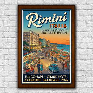 Vintage 1960s Rimini, Italy Travel Poster