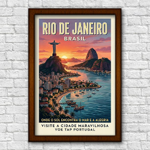 Vintage 1960s Rio de Janeiro, Brazil Travel Poster